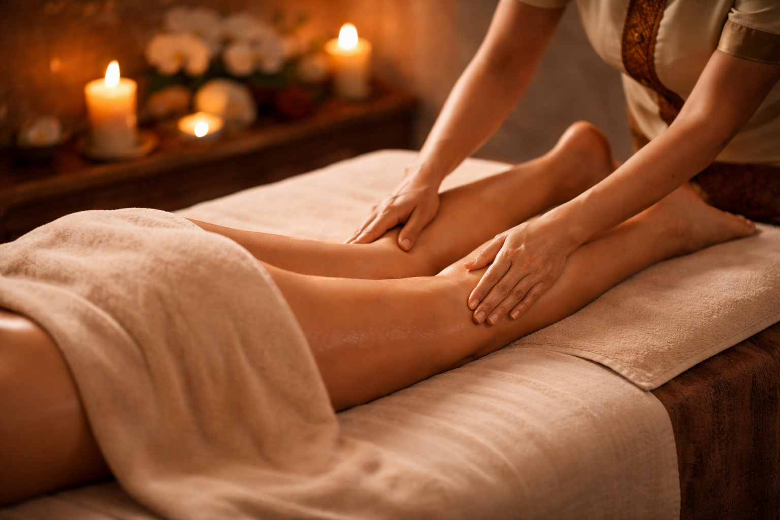 Gesäß- und Beinmassage zur Lockerung der Muskulatur und Förderung der Durchblutung