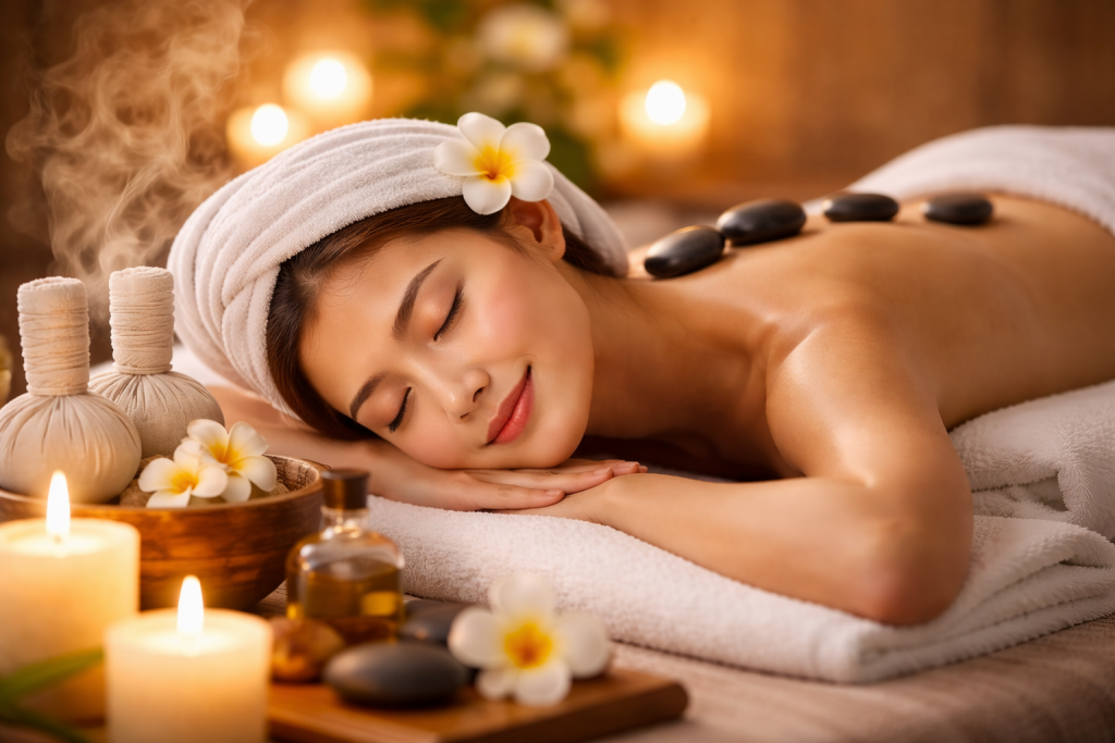 Regeneration und Tiefenentspannung durch Thai Massage mit Hot Stones