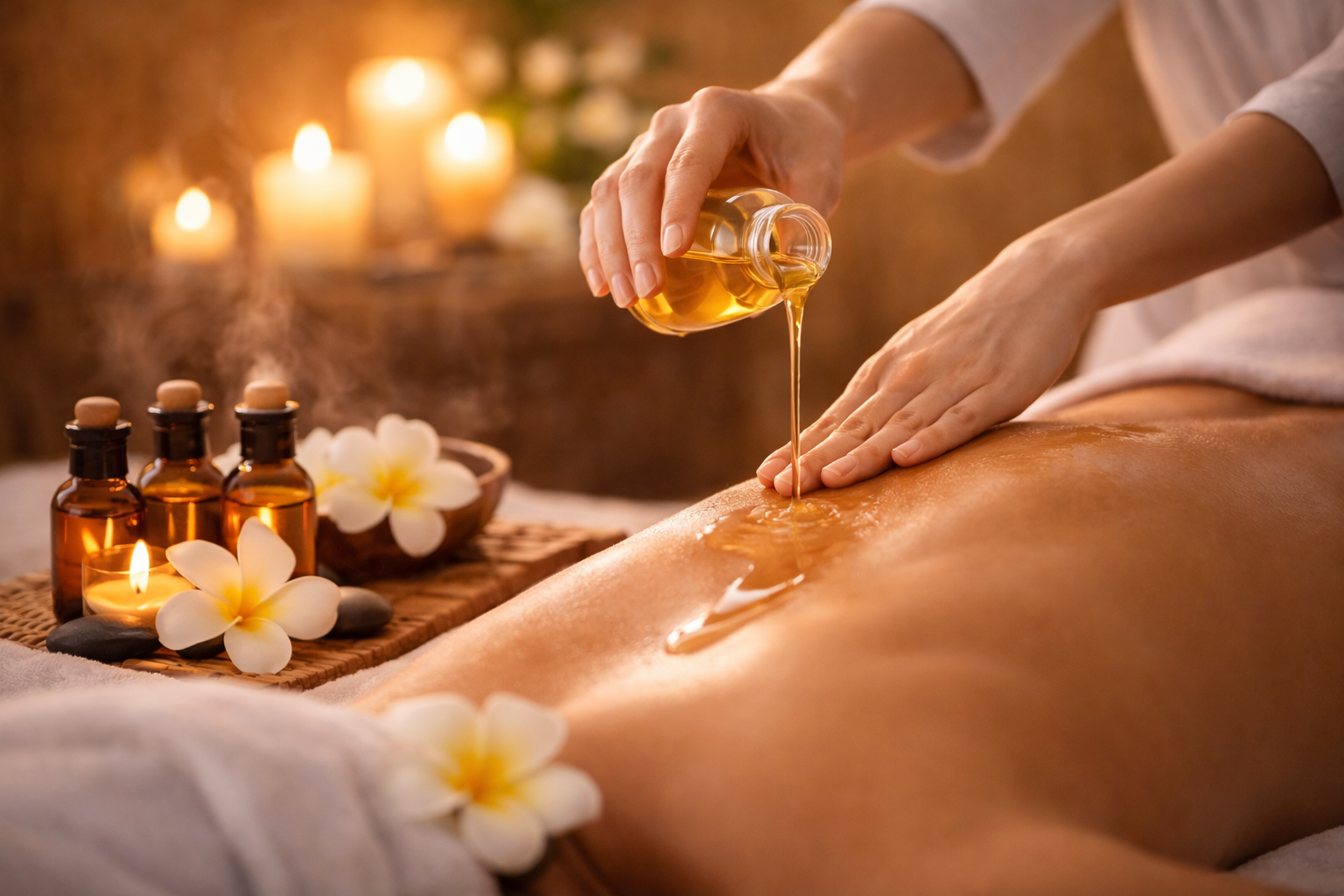 Thai Aroma Massage mit warmen ätherischen Ölen zur Entspannung