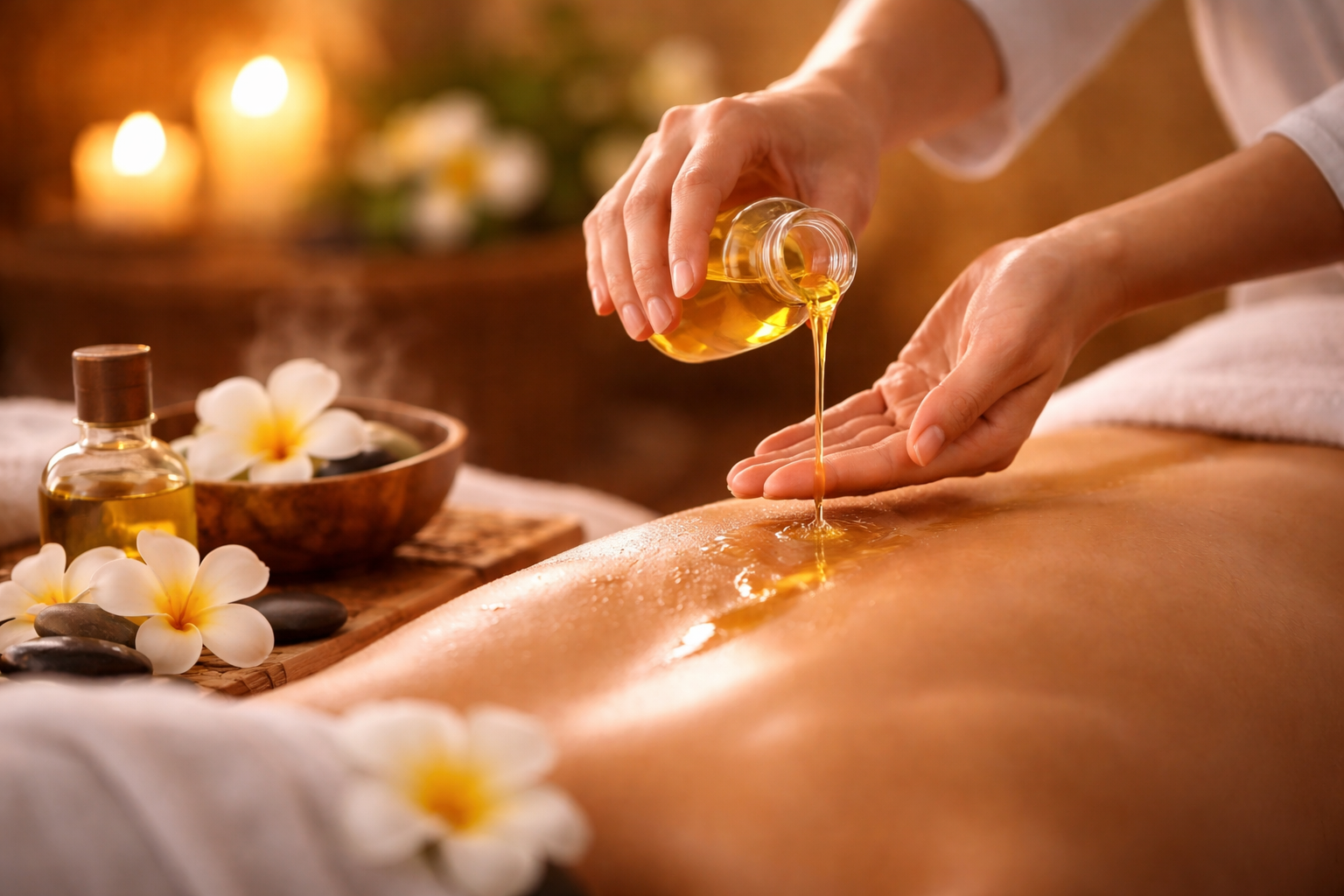 Traditionelle Thai Öl Massage zur Lockerung der Muskulatur